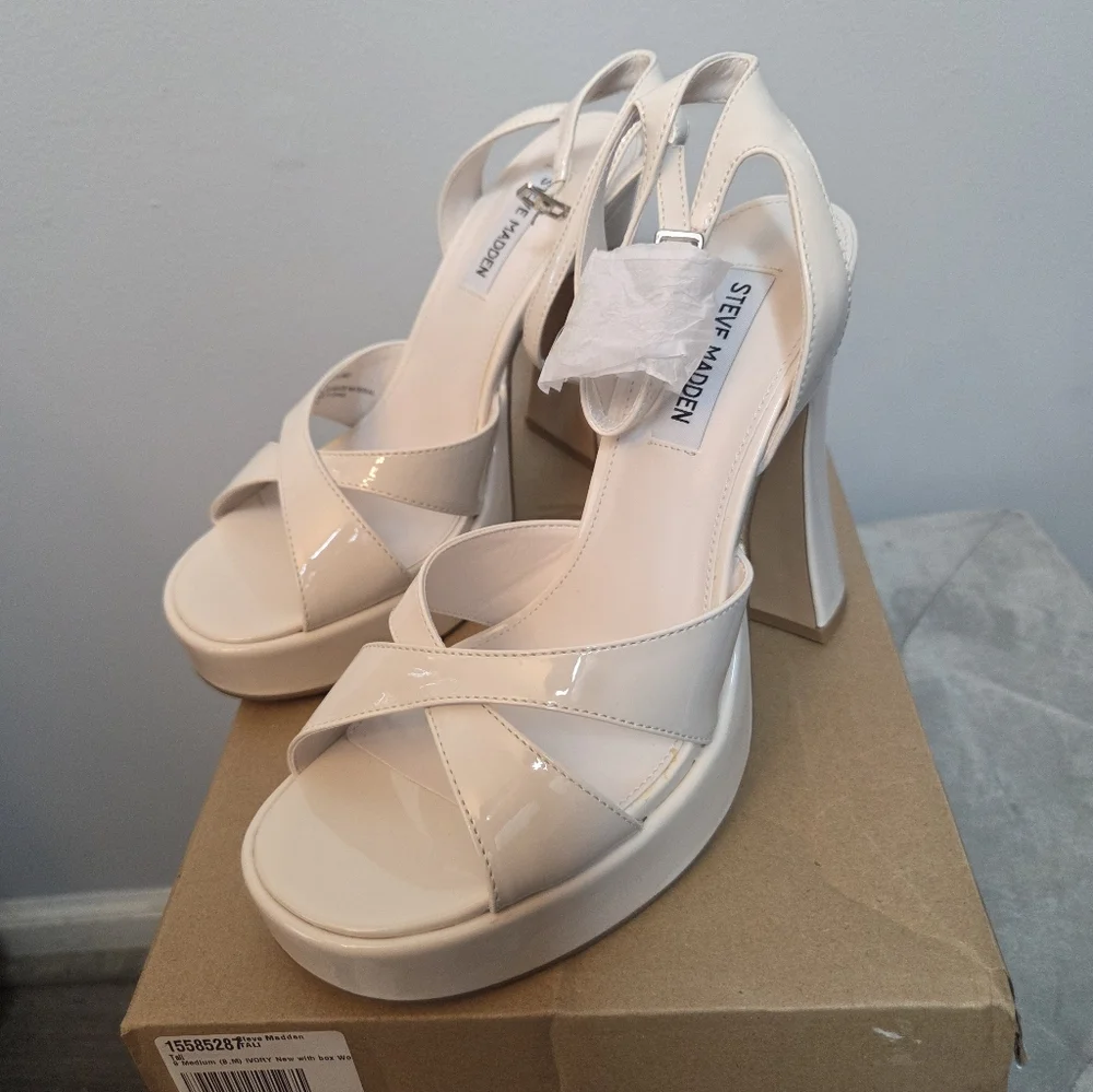 Steve‎ Madden Tali Bone Patent Leather High-Heel Sandals